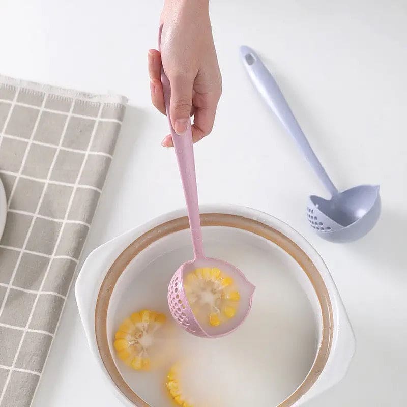 2 in 1 Soup Spoon Ladle, Long Handle Kitchen Strainer, Creative Multifunctional Soup Spoon & Colander, Wheat Kitchen Straw Soup Slotted Spoon, Plastic Spoon Filter Strainer, Household Kitchen Table wear Accessories 2 in 1 Soup Spoon Ladle, Long Handle Kitchen Strainer, Creative Multifunctional Soup Spoon & Colander, Wheat Kitchen Straw Soup Slotted Spoon, Plastic Spoon Filter Strainer, Household Kitchen Table wear Accessories